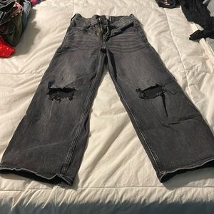 Abercrombie kids wide leg distressed black jeans